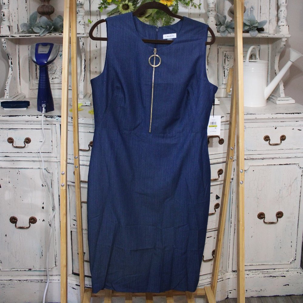 NWT - Calvin Klein Blue Pencil Dress